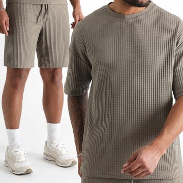 LBO - Ensemble Tee Shirt Oversize Large Texturé Et Short Texturé 3780 3804 Marron